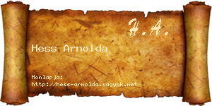 Hess Arnolda névjegykártya